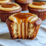 Pumpkin Cheesecake Muffins with Caramel Swirl